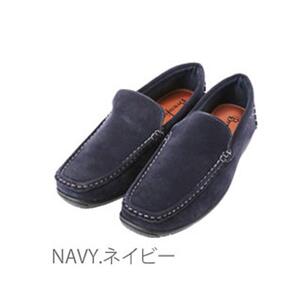 ☆ NAVY.ネイビー ☆ 42(26.5-27cm) ドライビングシューズ メンズ スリッポン おしゃれ デッキシューズ フェイクスエード オールシーズン