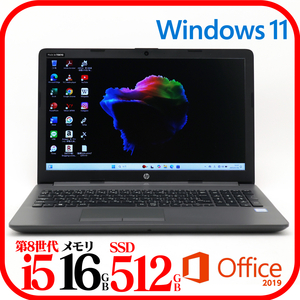 ★HP250②★第8世代i5-8265U★SSD512GB★メモリ16GB★Webカメラ★バッテリ良★Win11★Office★Bluetooth★0116