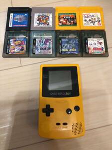 ゲームボーイカラー 本体 ソフト8本付き CGB-001 イエロー GAME BOY COLOR ポケットモンスター ゼルダの伝説 ドンキーコング ワリオランド3