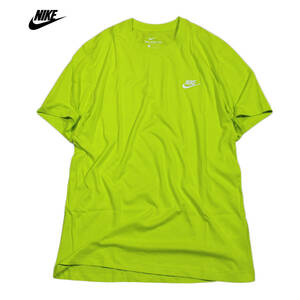 【新品】ナイキ クラブ スウッシュ 半袖 Tシャツ【308：黄緑】XL NIKE NSW コットン ロゴ 無地 T