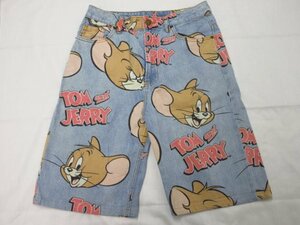 ｍ7402 美品　H&M/TOM and JERRY(WB)/DIVIDED　ジーパン/ハーフパンツ/ズボン/ジーンズ　EUR/38　UK/10　水色系　コットン100％