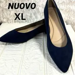 【美品】NUOVO フラットシューズ パンプス XL ネイビー大きいサイズ