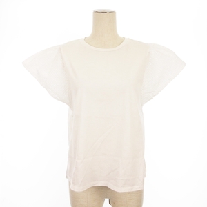 マックスマーラ ウィークエンドライン MAX MARA WEEKEND LINE Tシャツ カットソー 半袖 シアー 刺繍 プルオーバー 白 ホワイト M トップス