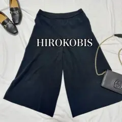 ヒロコビス L 黒 クロップド丈 ガウチョパンツ 日本製 ワイドフレアパンツ