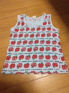 MERRY GARDEN KIDSノースリーブ130cm 綿100% 女の子 りんご タンクトップ コットン 水色 ブルー 林檎キッズ子供服リンゴ子ども夏物トップス