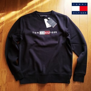 【新品】TOMMY HILFIGER XLサイズ 24AW新作 裏起毛 スウェット ネイビー フラッグロゴ トミーヒルフィガー