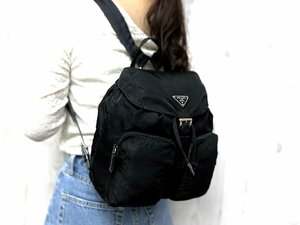 極美品 PRADA プラダ テスート ナイロンリュック リュックサック バッグ ナイロン×レザー 黒 76768