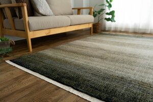■■サヤンサヤン ラグ カーペット トルコ製 ウィルトン織り ヴィンテージ 絨毯 おしゃれ 約 140×200 cm グリーン