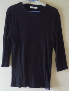 AZUL BY MOUSSY メンズ ワッフル七分袖TシャツL 黒★丸首 アズール