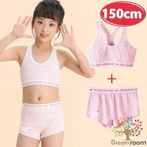 kids スポーツブラ 上下set 【150cm】 ブラトップ＋ショーツ スポーツブラ ファーストブラジャー 子供 女の子 下着 K-283-04