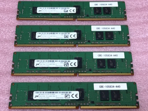 ∠Micron MTA9ASF51272PZ-2G3A2 4枚セット - PC4-19200/DDR4-2400/PC4-2400T ECC REG/Registered 288Pin DDR4 RDIMM 16GB(4GB x4) 動作品