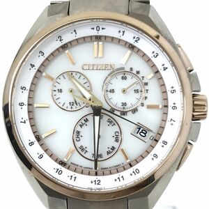 超美品 CITIZEN シチズン ATTESA アテッサ Eco-Drive エコドライブ 腕時計 CB5044-71A 電波ソーラー クロノグラフ TITANIUM 箱付 動作OK