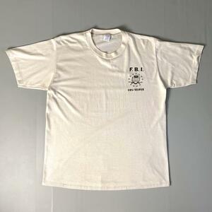 80s USA製 F.B.I. FBI Tシャツ ビンテージ ベージュ XL