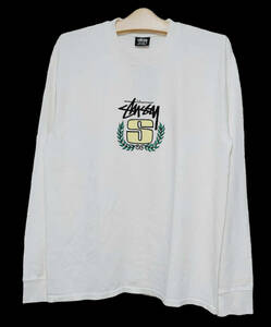 新品タグ付き！定価￥９９００！STUSSY ステューシー/ロゴSボタニカル柄プリント ロングスリーブTシャツ 長袖Ｔシャツ M ナチュラル