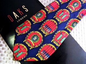 ♪34506C♪良品【チーム オール エンブレム 紋章 柄】ダックス【DAKS】ネクタイ