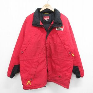 XL/古着 マルボロ 長袖 ダウン ジャケット メンズ 90s 大きいサイズ ロング丈 赤 レッド 23nov20 中古 アウター