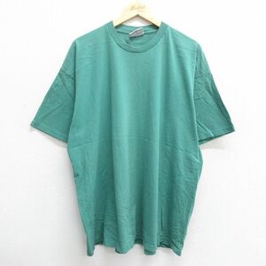 XL/古着 リー Lee 半袖 ビンテージ Tシャツ メンズ 90s 無地 大きいサイズ コットン クルーネック 緑 グリーン 24aug19 中古