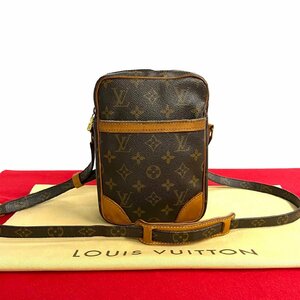 極 美品 LOUIS VUITTON ルイヴィトン ヴィンテージ ダヌーブ モノグラム レザー 本革 ミニ ショルダーバッグ ポシェット ブラウン 28619