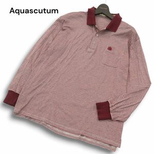 Aquascutum アクアスキュータム 通年★ 長袖 千鳥 ハウンドトゥース チェック ポロシャツ Sz.LL メンズ 日本製 大きいサイズ　A4T11215_A#C