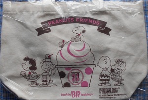 スヌーピー チャーリー★31アイスクリーム オリジナル トートバッグ エコ ハッピーバッグ ノベルティ限定baskin robbins ×PEANUTS FRIENDS