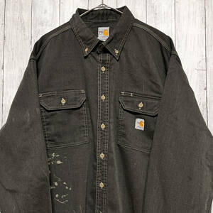 カーハート Carhartt 長袖シャツ ワークシャツ メンズ ワンポイント 2XLサイズ 5-59