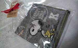 ☆PEANUTS ☆可愛い！スヌーピー &ウッドストック☆K☆淡黒色柔らかハンカチです(o^―^o)サイズ25×25☆新品未使用品です☆