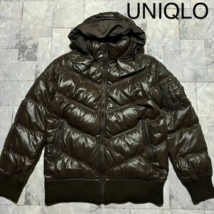 UNIQLO ユニクロ PREMIUM DOWN JACKET プレミアム ダウンジャケット ナイロン 2way フード取り外し可 ブラウン レディース サイズM玉FS1579