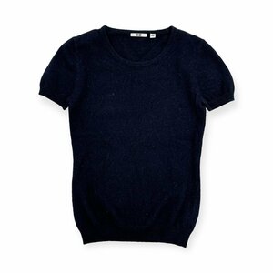 カシミヤ100%◆UNIQLO ユニクロ 半袖 ニット セーター サイズ S/ネイビー /レディース カシミア m-58