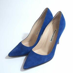 4-ZF131【良品】マノロブラニク MANOLO BLAHNIK BB パンプス ヒール ブルー 36.5 レディース