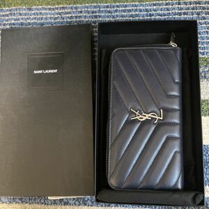 美品 SAINT LAURENT イヴサンローラン ysl YSL 長財布 navy 箱付き プレゼント　レディース