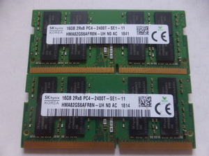 メモリ ノートパソコン用 SK hynix 1.20V DDR4-2400 PC4-19200 16GBx2枚 合計32GB 起動確認済みです