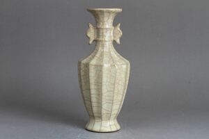 【久】2180 青磁氷裂紋花瓶 時代品　　唐物　中国美術　