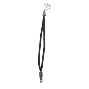 CHROME HEARTS クロムハーツ（原本無） PHONE STRAP ラージ ボロチップ レザー 携帯ストラップ フォンストラップ ブラック系【中古】