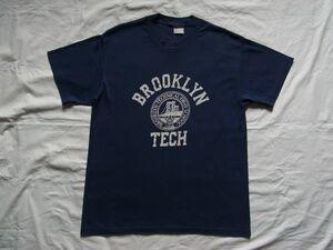 ☆ 70s80s ビンテージ BROOKLYN TECH ブルックリン工業高校 Tシャツ ネイビー ☆USA古着 カレッジ NYU UCLA YALE HARVARD 90s オールド