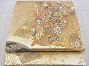 平和屋野田店■六通柄袋帯　唐織　几帳雪輪花文　全通箔　金糸　逸品　n-ow1341