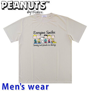 スヌーピー 半袖 Tシャツ メンズ ドライ PEANUTS 犬 アニメ グッズ S1142-192A Lサイズ BE(ベージュ)