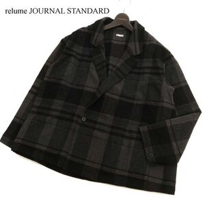 20AW★ relume JOURNAL STANDARD ジャーナルスタンダード Relume ウール★ チェック ジャケット コート Sz.M　メンズ グレー　C3T09299_A#N