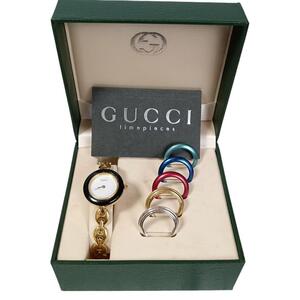 【即決 稼働 良品】1130-1 GUCCI グッチ チェンジベゼル ５個 レディース 腕時計 稼働 11/12 2 元箱付