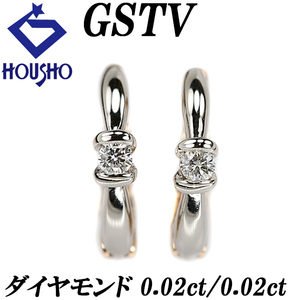 GSTV ダイヤモンド フープ イヤリング 0.04ct Pt900 K18PG ピアリング 一粒石 美品 中古 送料無料 SH120711