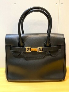 【ITNJD4B6X0V0】FENDI フェンディ ヴィンテージ レザー ハンドバッグ ブラック