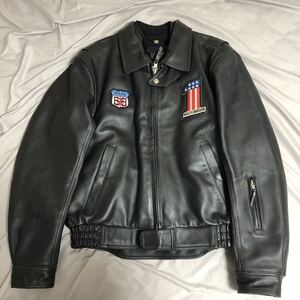 (k) HARLEY DAVIDSON ハーレーダビッドソン レザージャケット ライダース ブラック 黒 牛革 