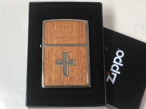 2008年製 Zippo ウッド 木貼り Cross クロス・シルバー銀張り #200-WOOD 新品