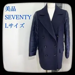 【美品】SEVENTY　１９７０　ダウン　ハーフコート　チェスター　Ｌ　ネイビー