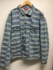 【Supreme シュプリーム】デニムジャケット XL デニム コットン インディゴ 総柄 Frayed Logos Denim ストリート 2406oki n