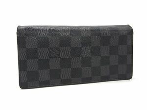 1円 ■美品■ LOUIS VUITTON ルイヴィトン N62227 ダミエグラフィット ポルトフォイユロン 二つ折り 長財布 ウォレット ブラック系 BK1843