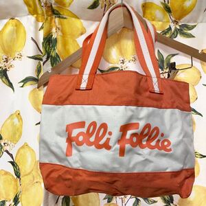 フォリフォリ　オレンジ　トートバッグ folli follie