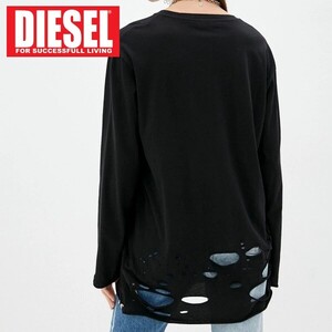 ディーゼル Tシャツ レディース カットソー 長袖 DIESEL ブランド ブラック Sサイズ トップス T-FIEN