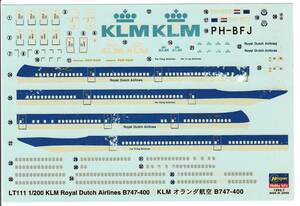 ☆即決あり★1/200 ハセガワ デカール ボーイング 747-400 KLM オランダ航空