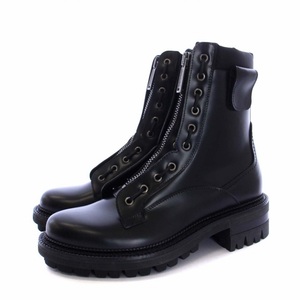 未使用品 ディースクエアード DSQUARED2 Combat ABRASIVATO BLACK レースアップブーツ ショート カウレザー 40 27.2cm 黒 ブラック S82AB00