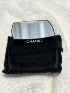 CHANEL スクエアミラー ブラック ポーチ付き